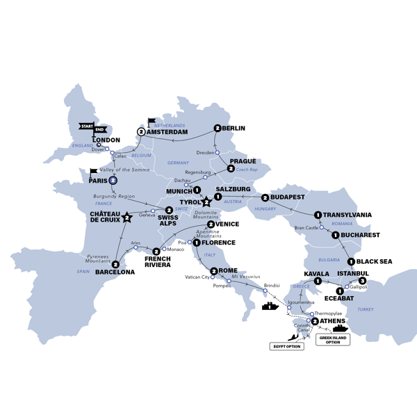 Ultimate European Summer 2025 Padded Trip Map