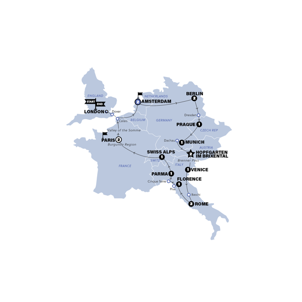 European Whirl Plus Trip Map