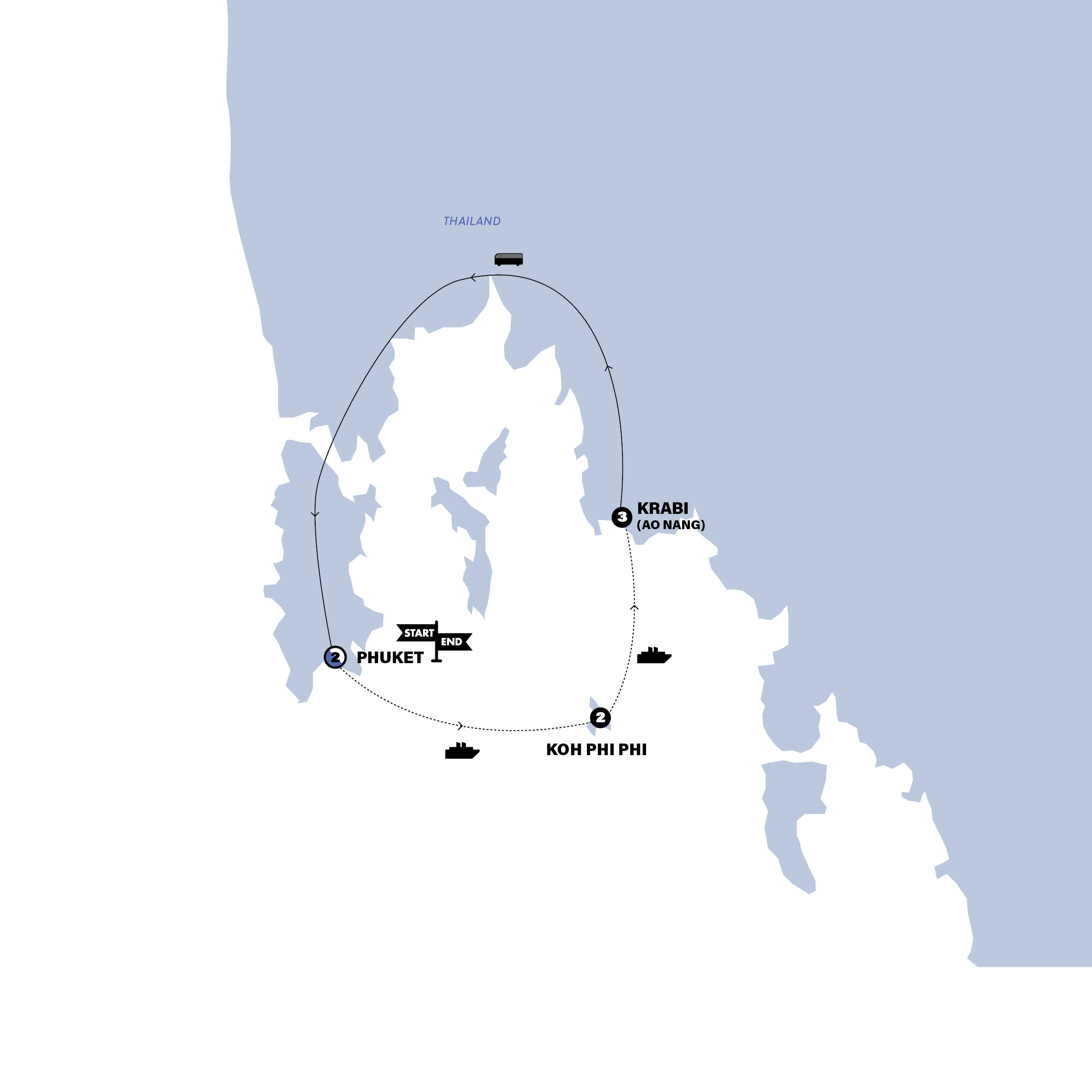 Thai Island Hopper West Plus Trip Map