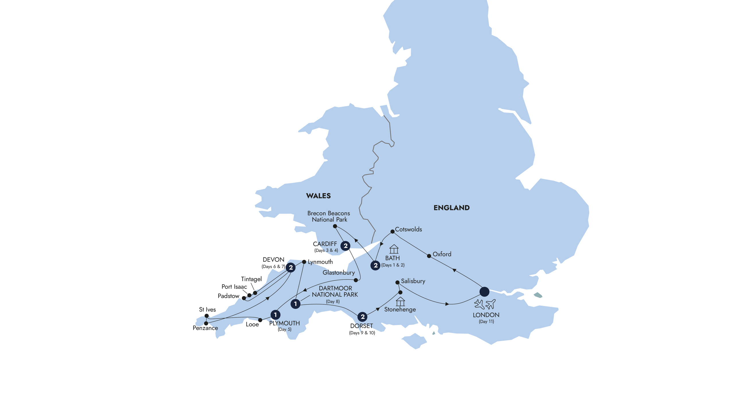 Map Country Roads Wales Devon Cornwall Guided Tour 2024