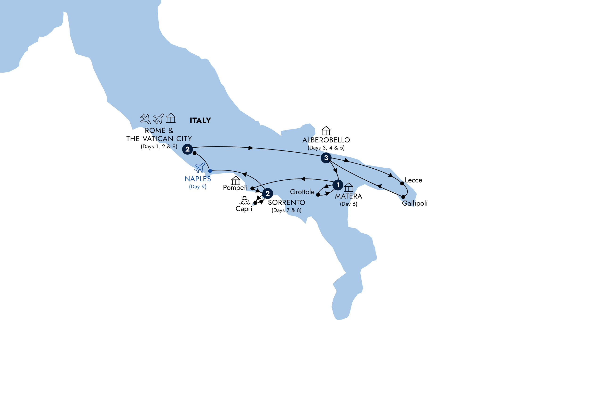 Map Country Roads Southern Italy Naples Rome Guided Tour E821 2027