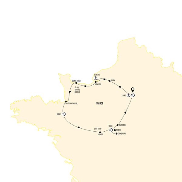 tourhub | Costsaver | Jewels of France including Normandy | Tour Map