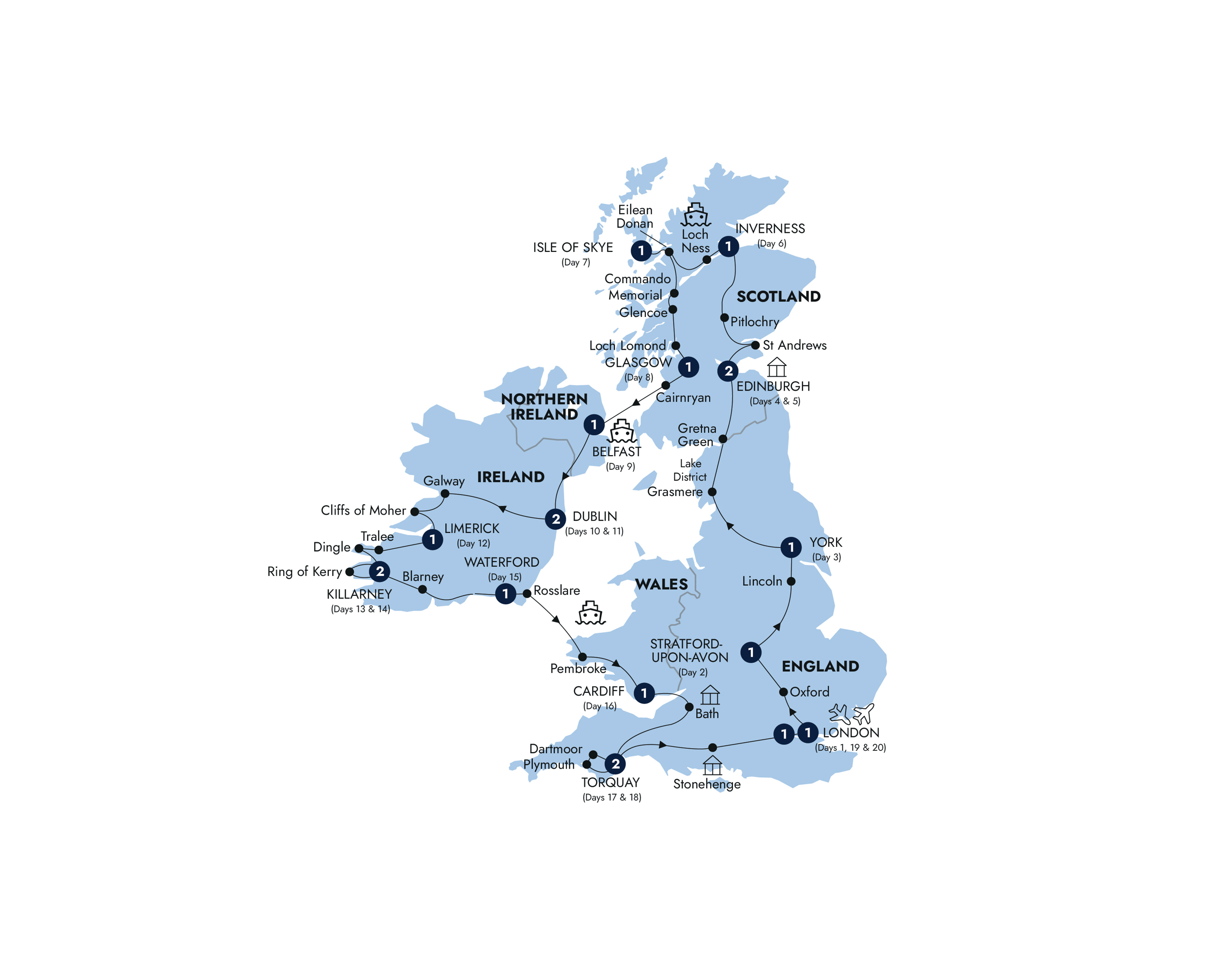 Map of Romantic Britain & Ireland (Summer 2026) from Insight Vacations