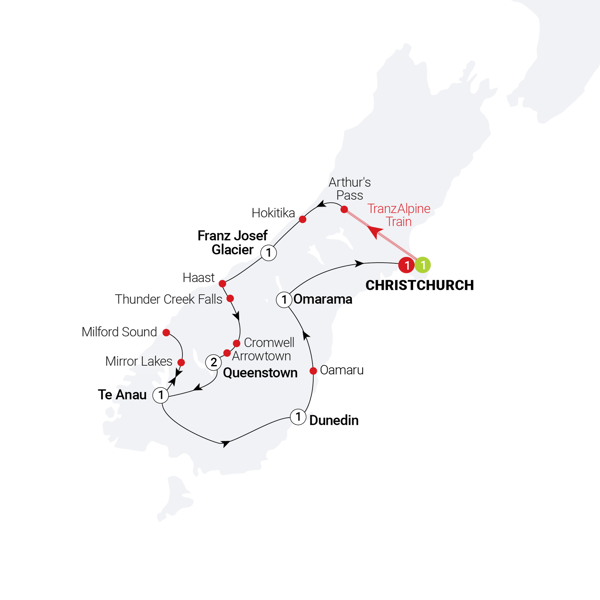Southern Wonders Itinerary Map