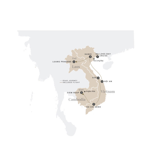 Inspiring Indochina Itinerary Map