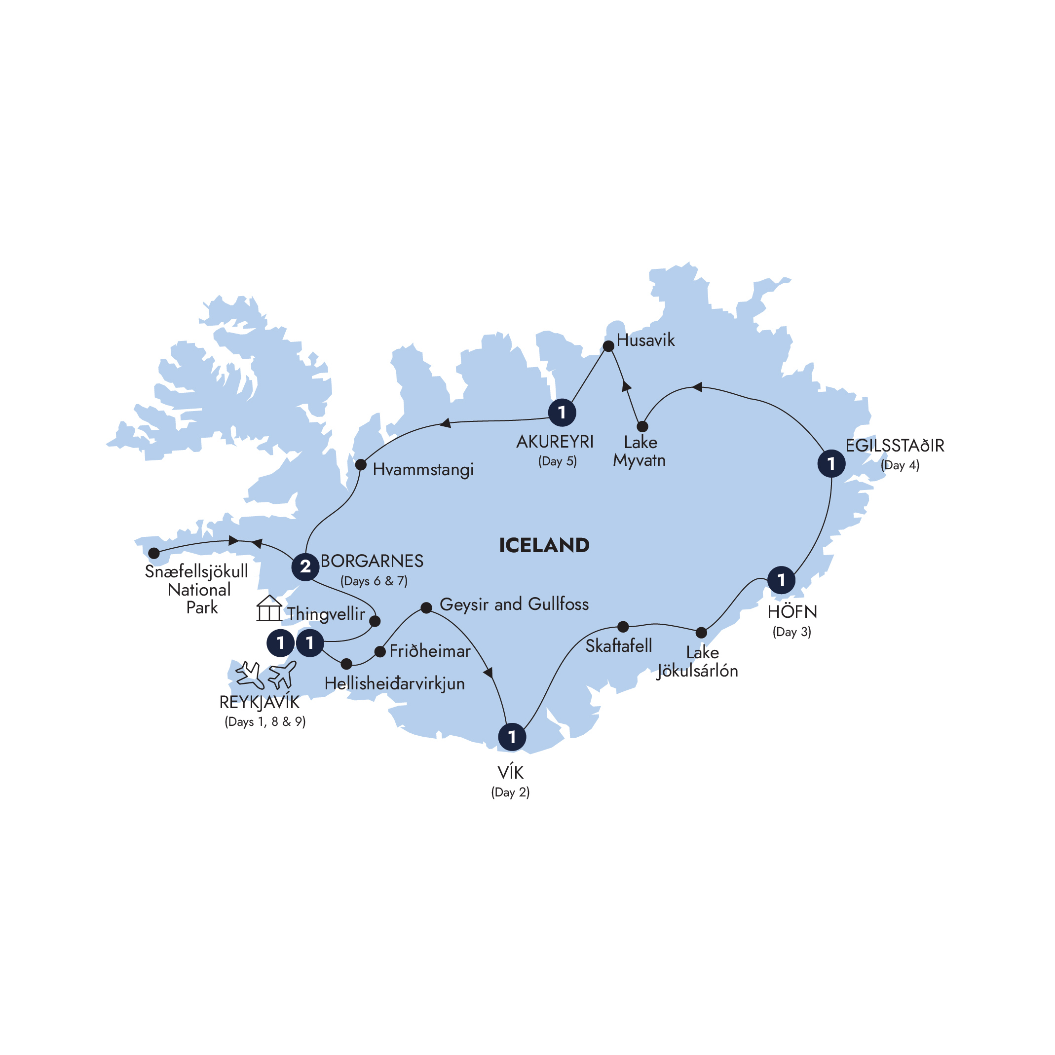 Map Natural Wonders Iceland Guided Tour E964 2027