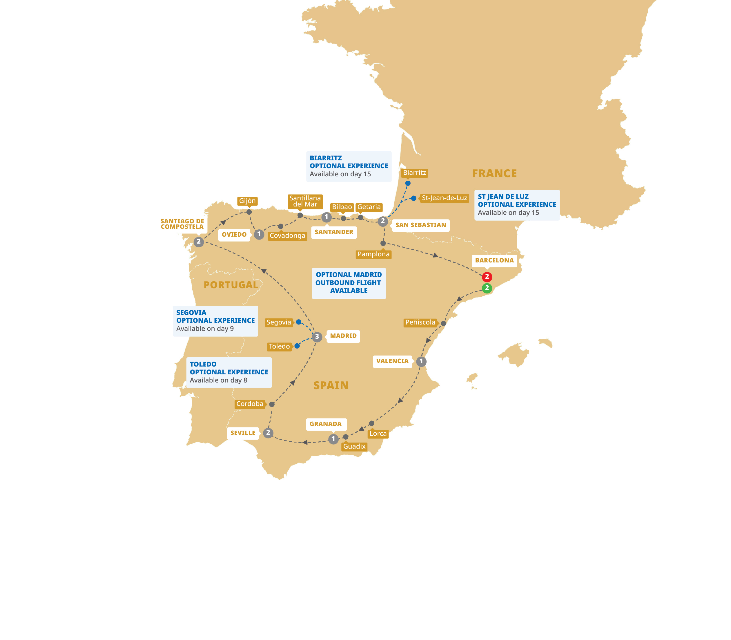 Map of Spanish Heritage end Barcelona from Trafalgar