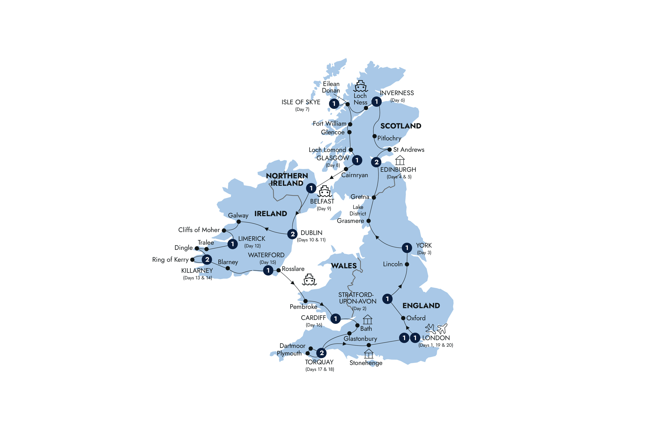 tourhub | Insight Vacations | Romantic Britain & Ireland - Small Group | Tour Map