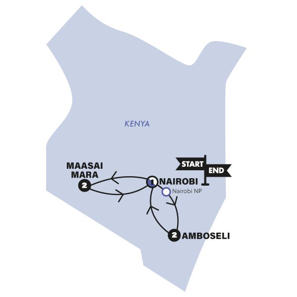 tourhub | Contiki | Kenyan Highlights (2025) | Tour Map