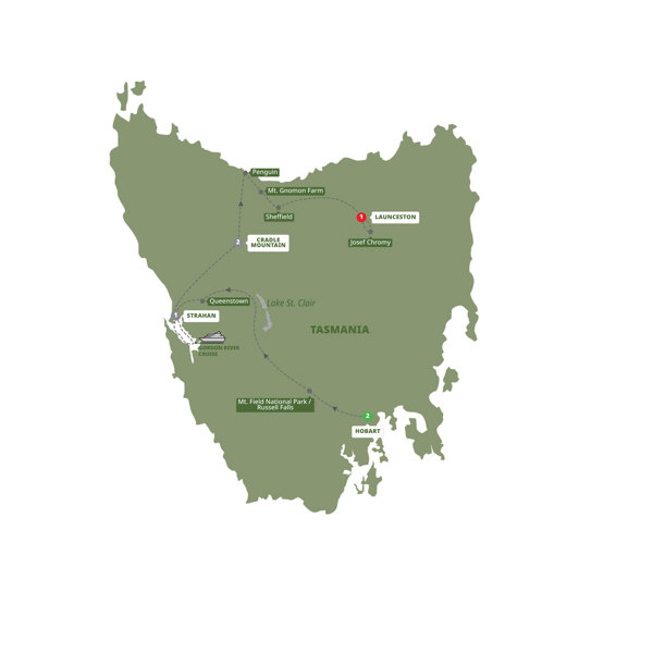 Tassie's Parks and Nature Itinerary Map