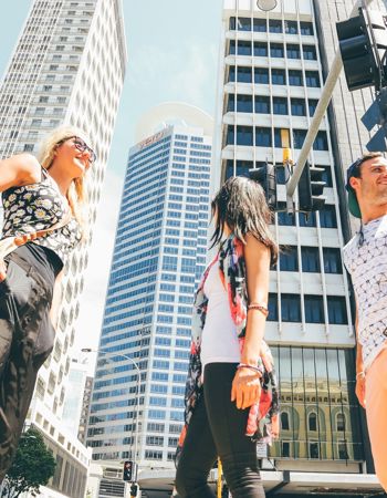 Travellers in Auckland, New Zealand