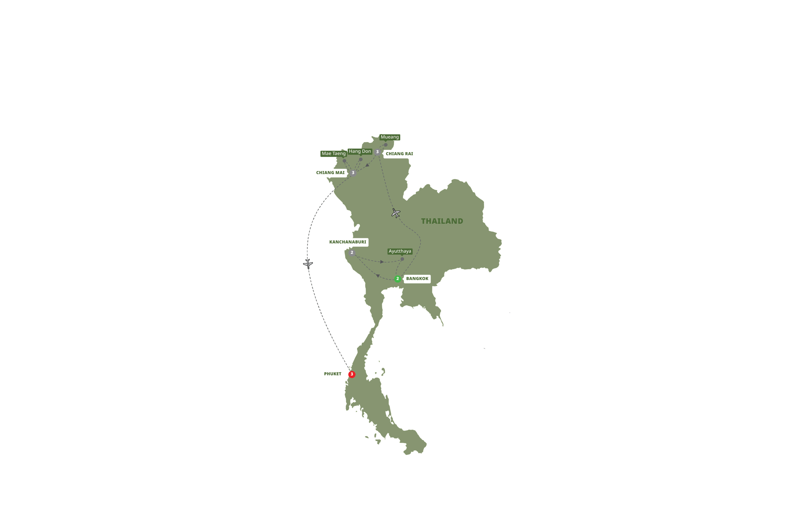 Map of Classic Thailand with Phuket - Small Group from Trafalgar