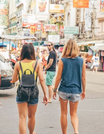 Travellers at Khaosan Road in Bangkok, Thailand