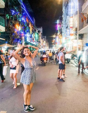 Traveller in the Backpacker District in Ho Chi Minh City, Vietnam
