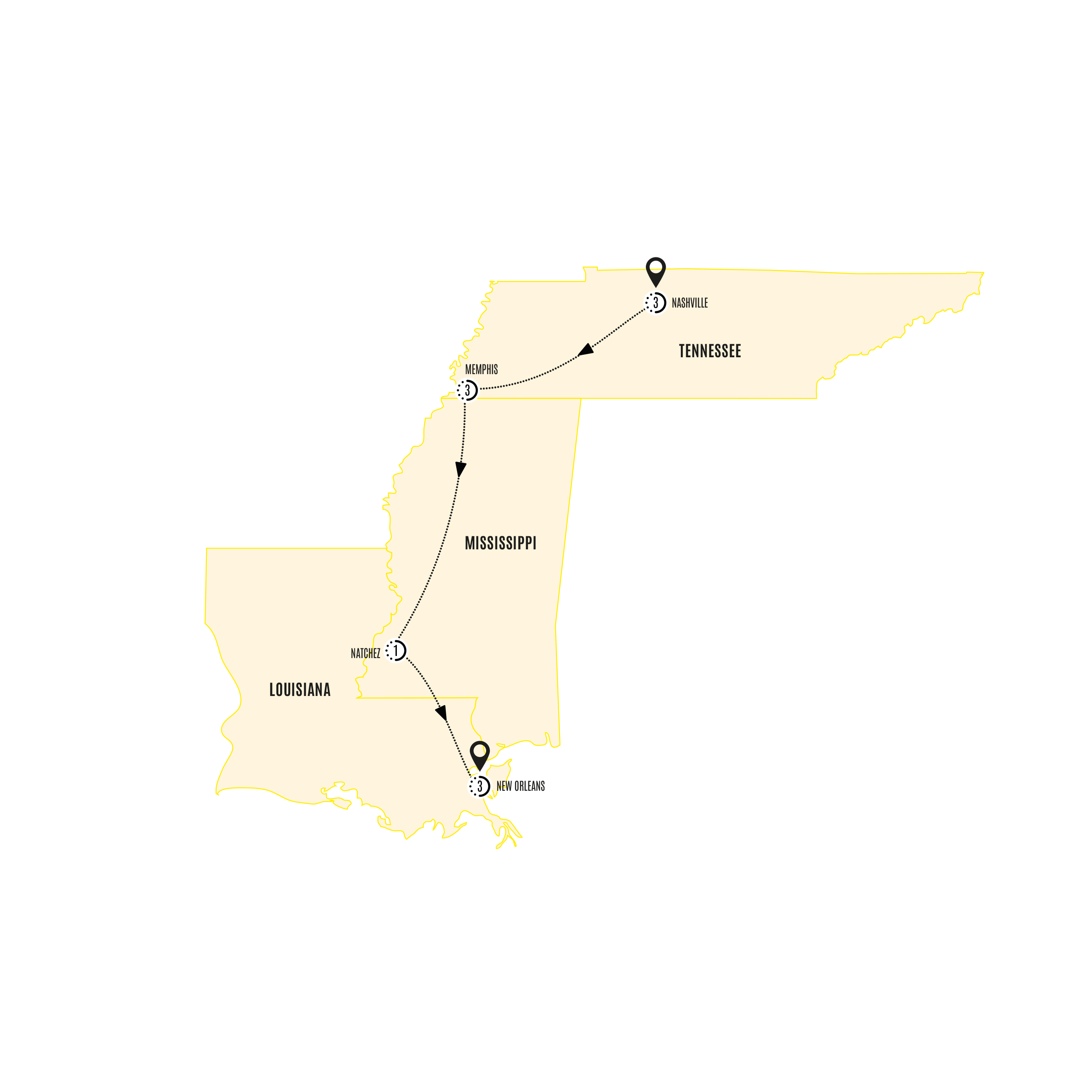 Rhythms of the South Itinerary Map