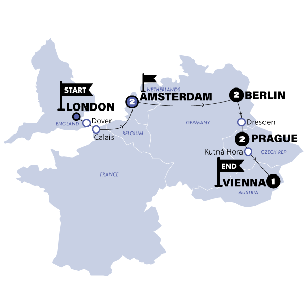 London to Vienna Trail Trip Map