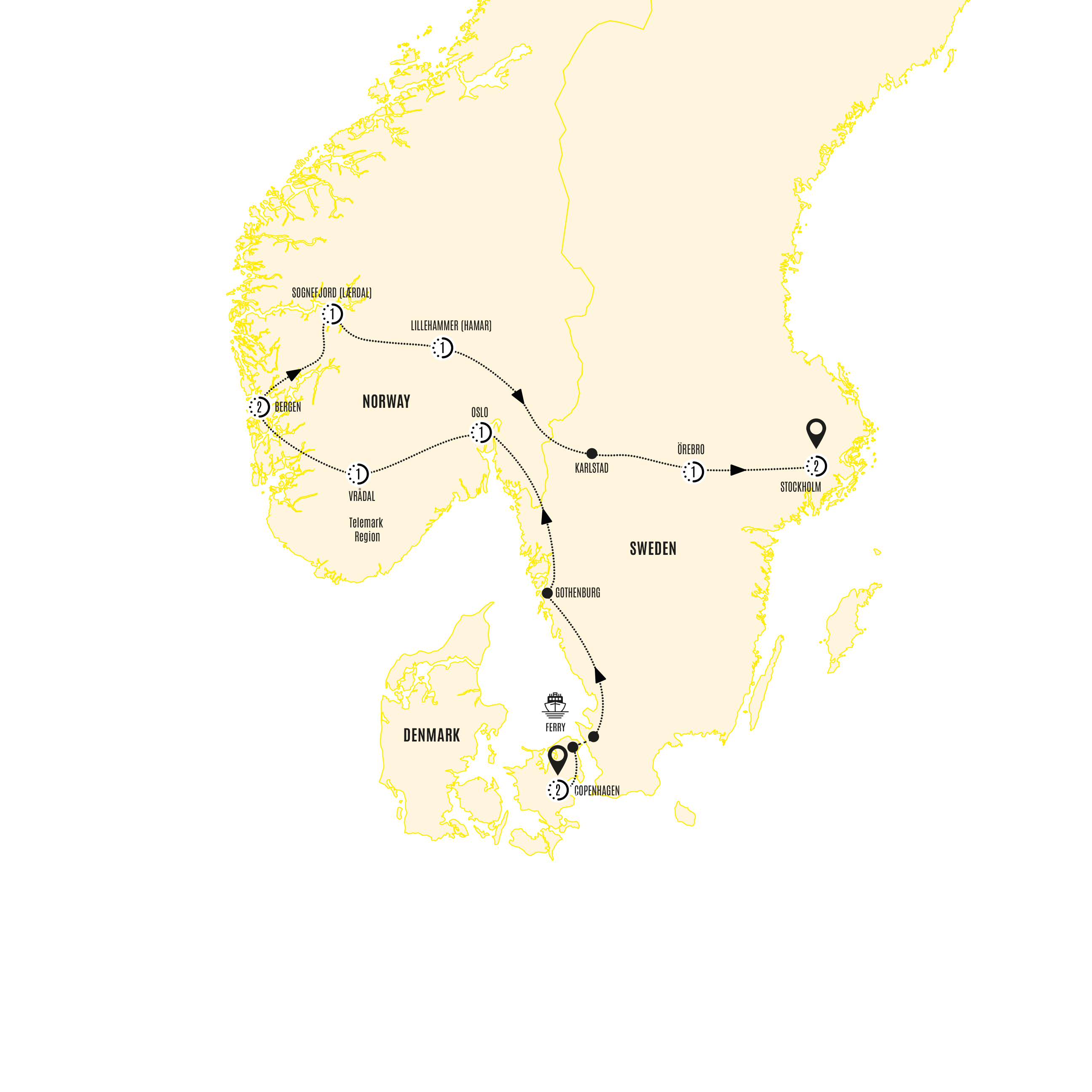 tourhub | Costsaver | Highlights of Scandinavia | Tour Map
