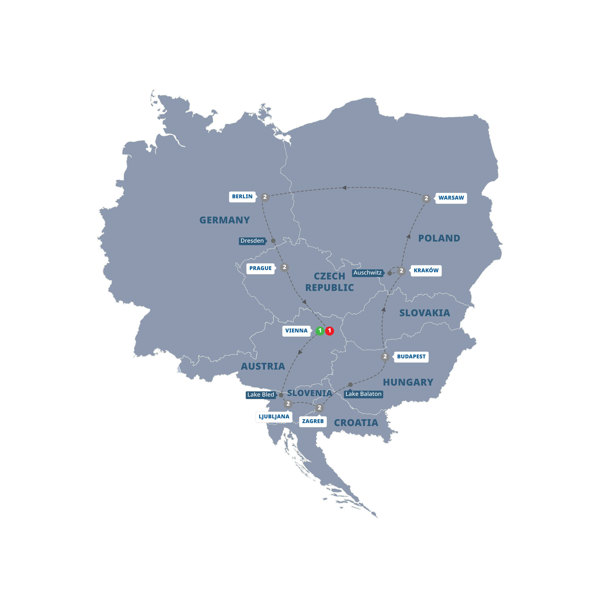 Highlights of Eastern Europe Itinerary Map