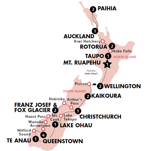 The Big Tiki Auckland To Christchurch map