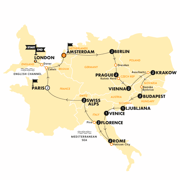 Tour European Trail (Start London Summer 2023) Contiki CELMP18