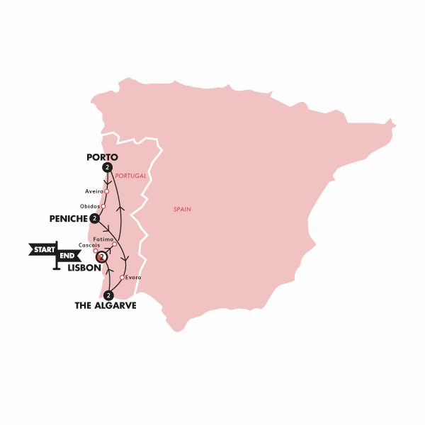 tourhub | Contiki | Portugal City & Surf | Tour Map