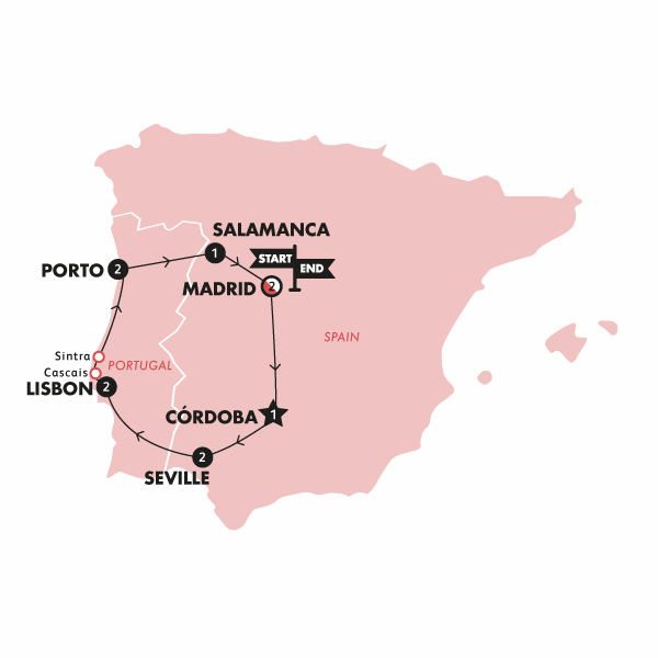 tourhub | Contiki | Spain & Portugal Highlights (Winter) | Tour Map