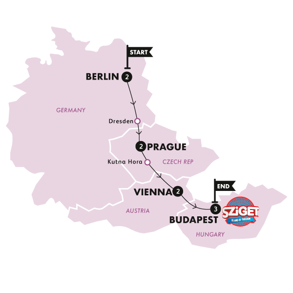tourhub | Contiki | Sziget Festival Road Trip | Tour Map