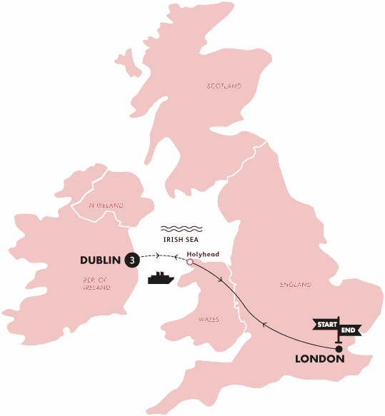 tourhub | Contiki | St. Patrick's Day | London to London | Winter | 2024/2025 | Tour Map