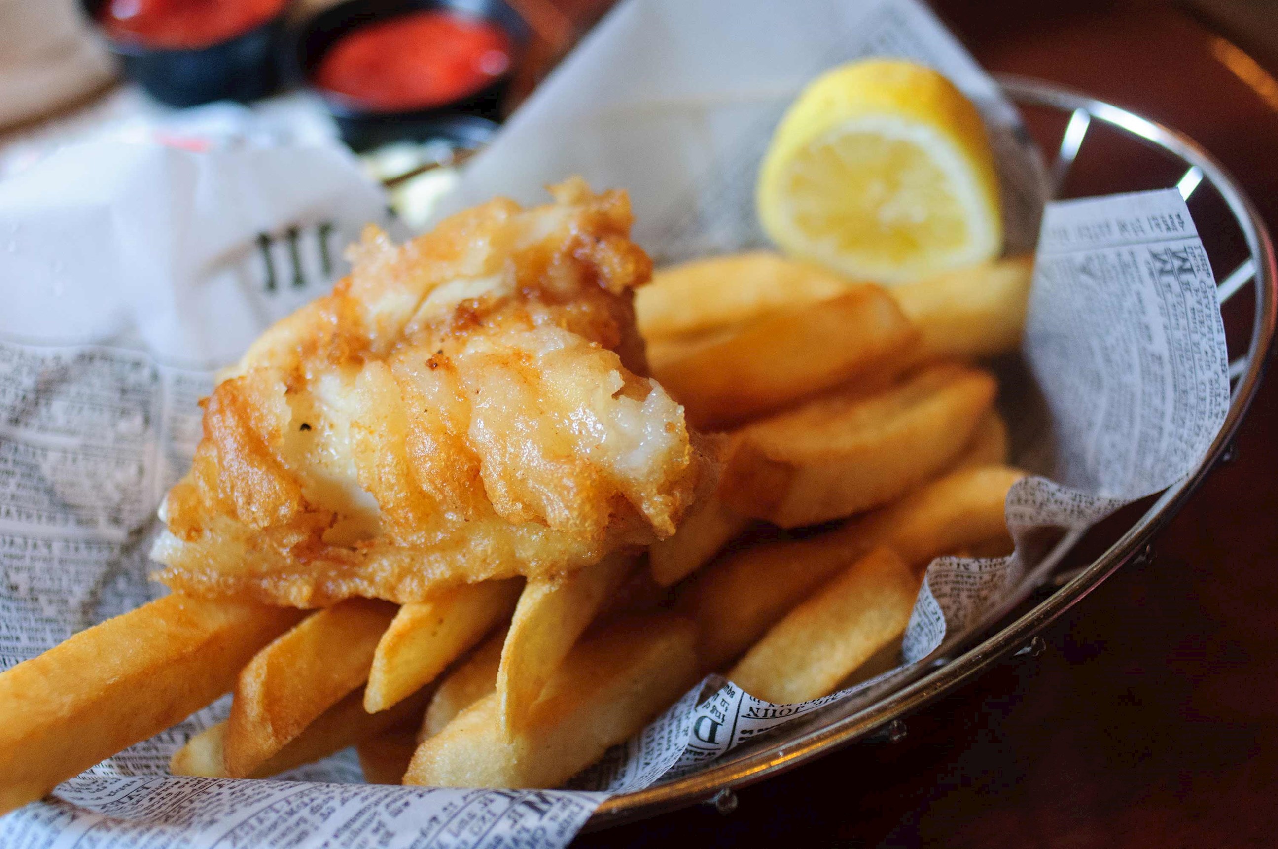 Walk with fish and chips in Belfast, Northern Ireland