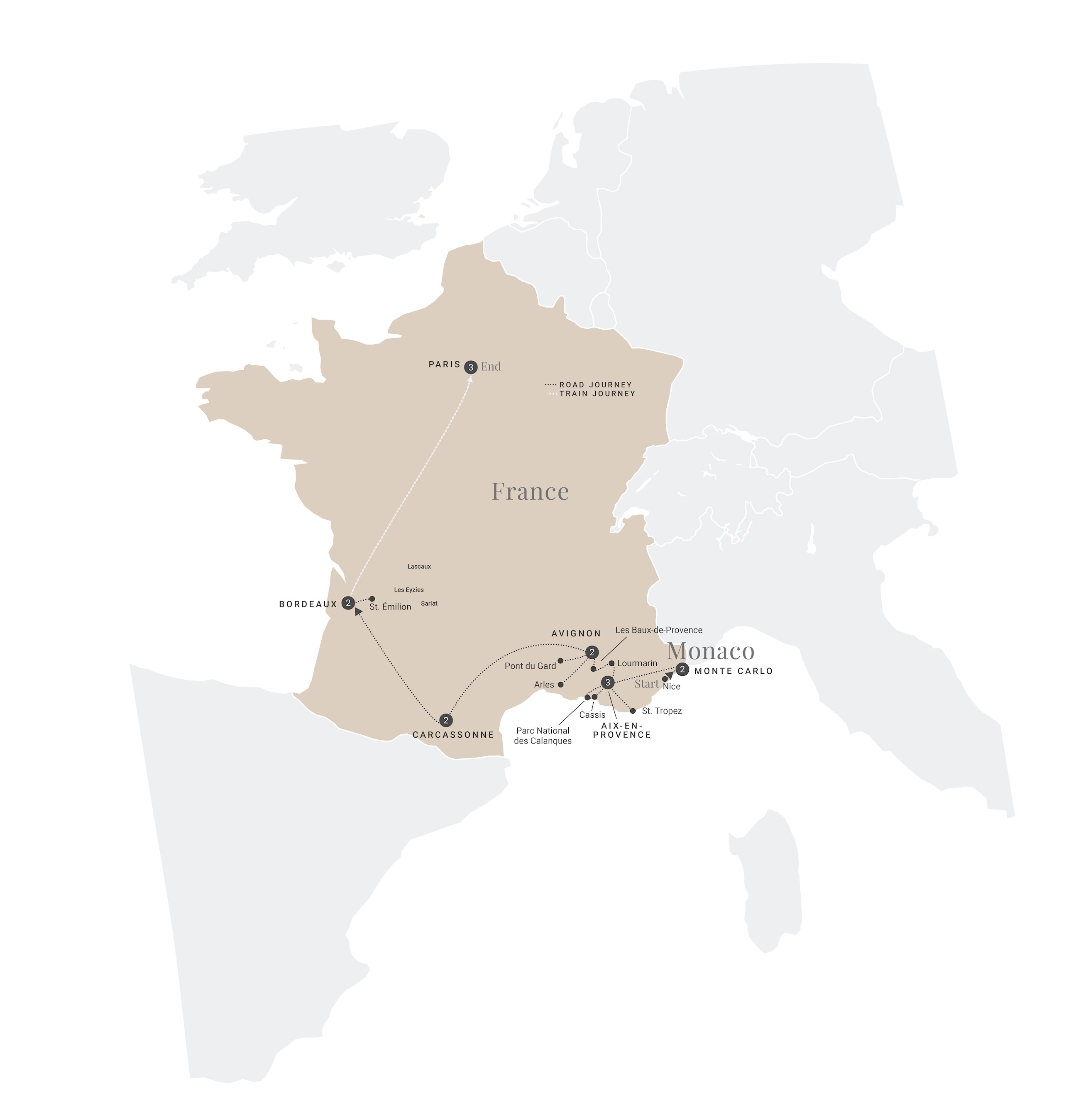 tourhub | Luxury Gold | Ultimate Southern France with Paris Extension | Tour Map