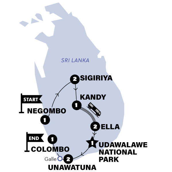 tourhub | Contiki | Pure Sri Lanka | Tour Map
