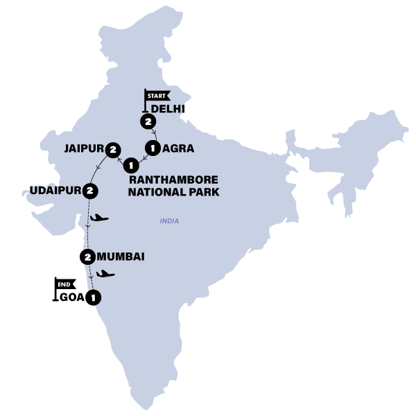 tourhub | Contiki | Eternal India | 2024-2025 | Tour Map