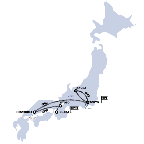 tourhub | Contiki | Japan Winter Wonder Plus Ski | Plus 4 Day Ski | 2024-2025 | Tour Map