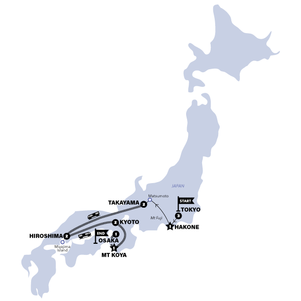 tourhub | Contiki | Japan Unrivalled | Tour Map