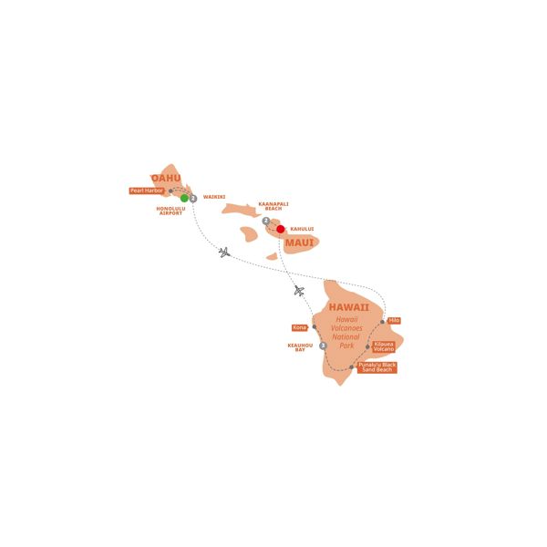 Hawaiian Explorer Moderate Itinerary Map