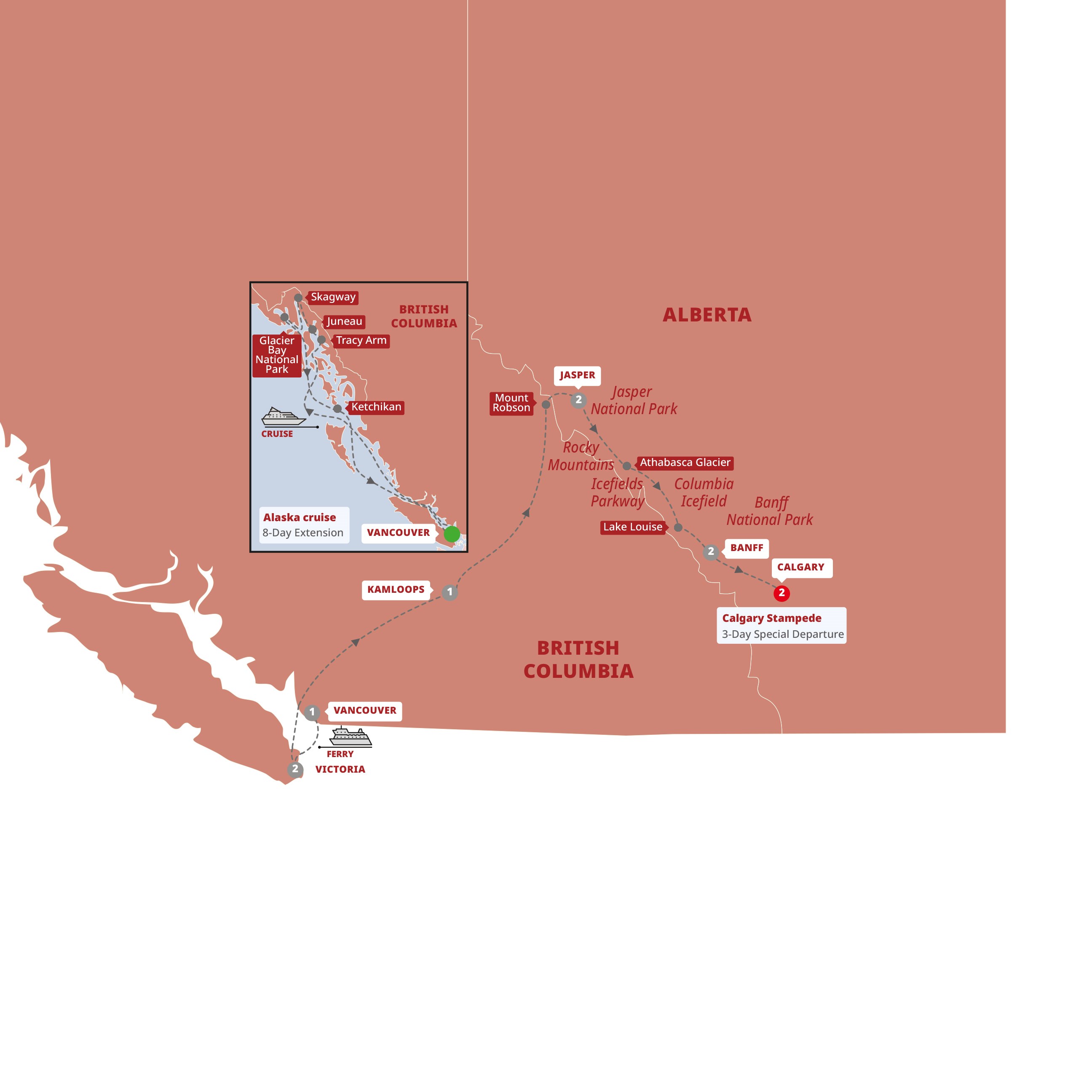 Trafalgar Spectacular Canadian Rockies with Calgary Stampede and Alaska