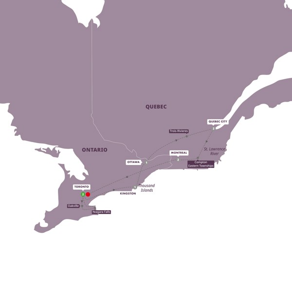 tourhub | Trafalgar | Best of Eastern Canada End Toronto | Tour Map