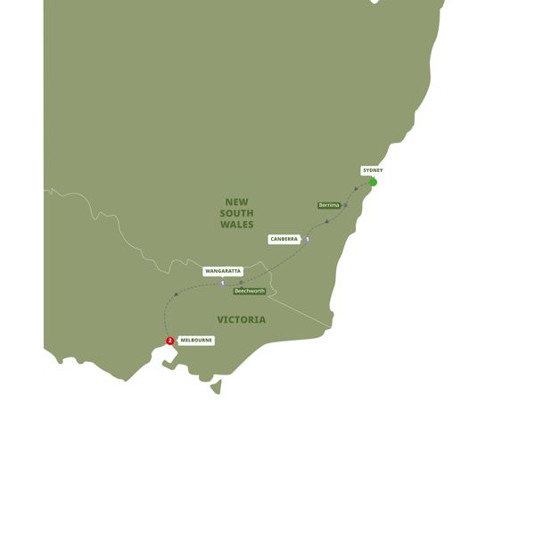 Southern Capitals - City Meets Bush Itinerary Map