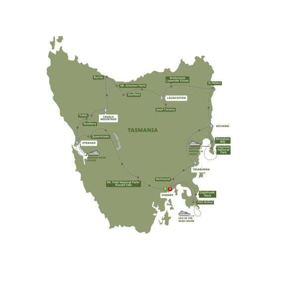 tourhub | Trafalgar | Perfect Tasmania | Tour Map