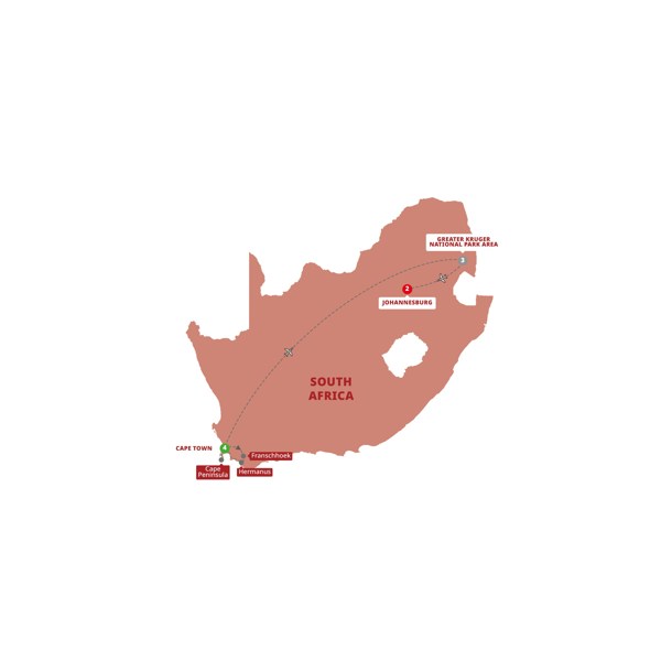 tourhub | Trafalgar | Essence of South Africa | Tour Map