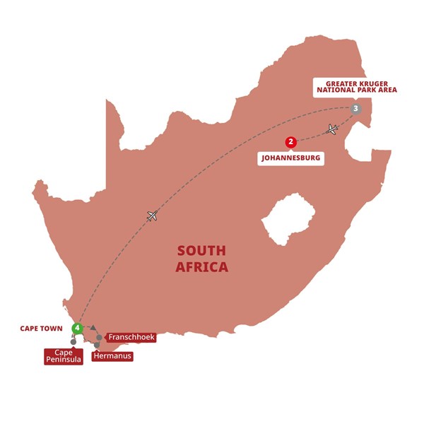 tourhub | Trafalgar | Essence of South Africa | Tour Map