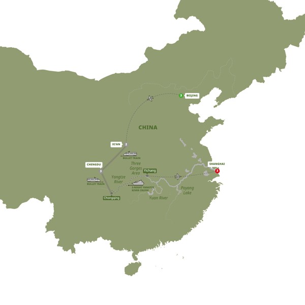 tourhub | Trafalgar | Best of China with Yangtze Cruise | Tour Map