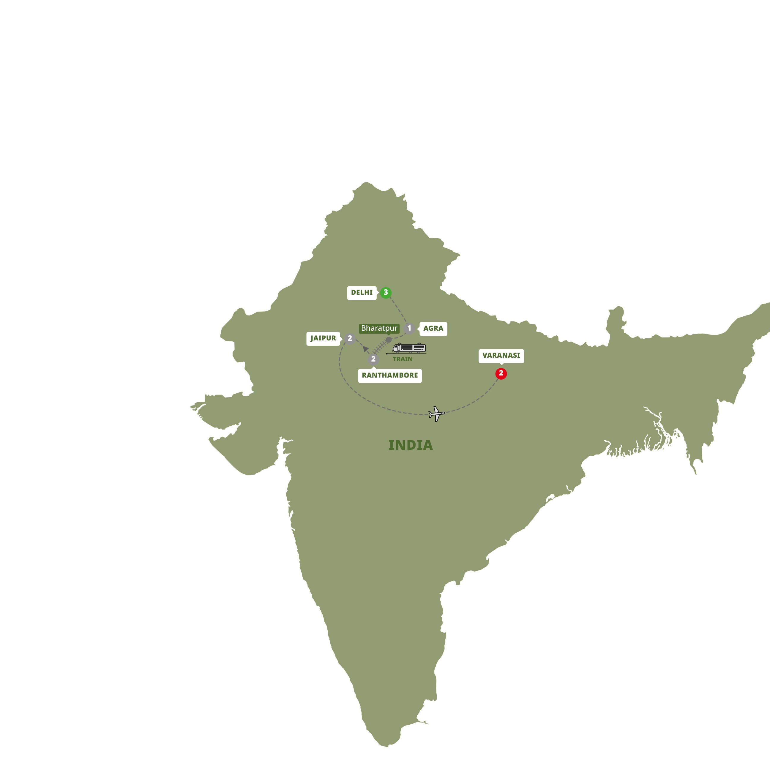 tourhub | Trafalgar | Best of India | Tour Map