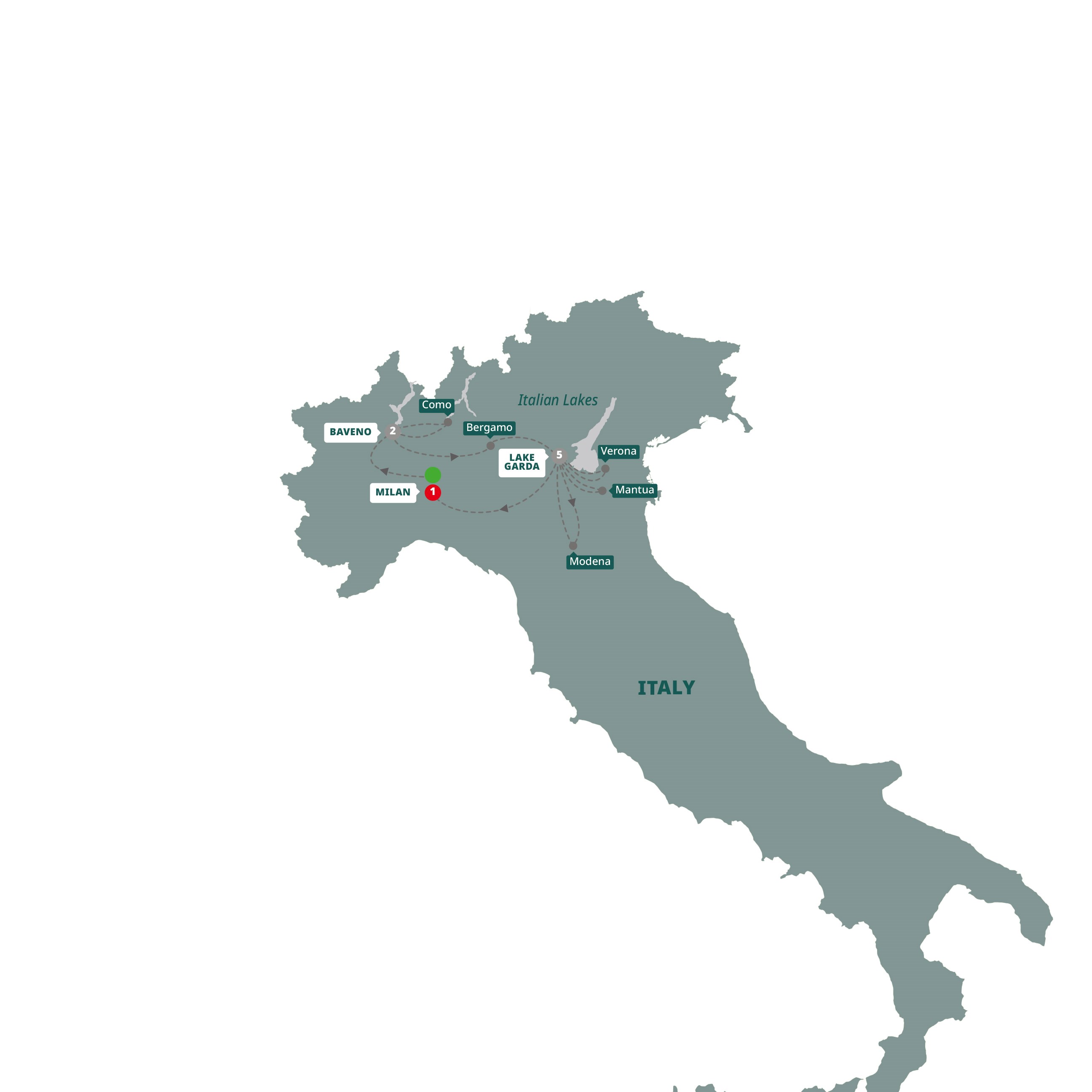 tourhub | Trafalgar | Best of the Italian Lakes | Tour Map