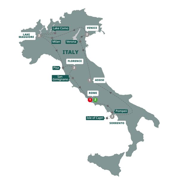 tourhub | Trafalgar | Best of Italy | ITBOZM20 | Route Map