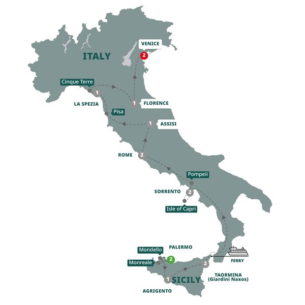 tourhub | Trafalgar | Best of Italy and Sicily | ITISZN19 | Route Map