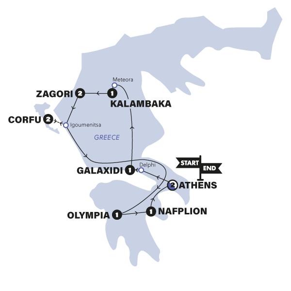 tourhub | Contiki | Greek Explorer | Summer | 2025 | Tour Map