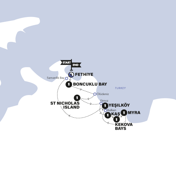 tourhub | Contiki | Turkish Sailing | 2025 | Tour Map
