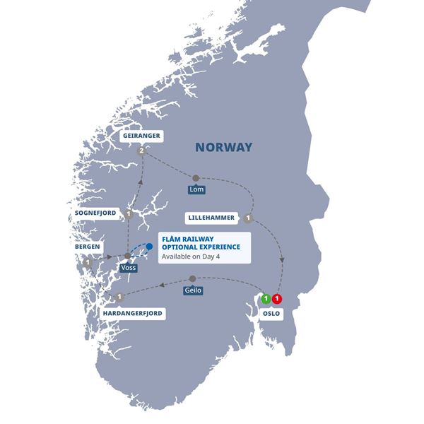 tourhub | Trafalgar | Best of Norway | SBONZN19 | Route Map