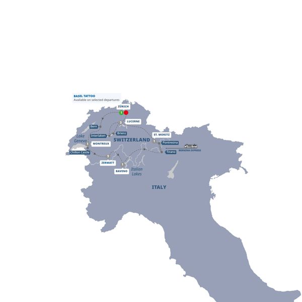 tourhub | Trafalgar | Best of Switzerland | Tour Map